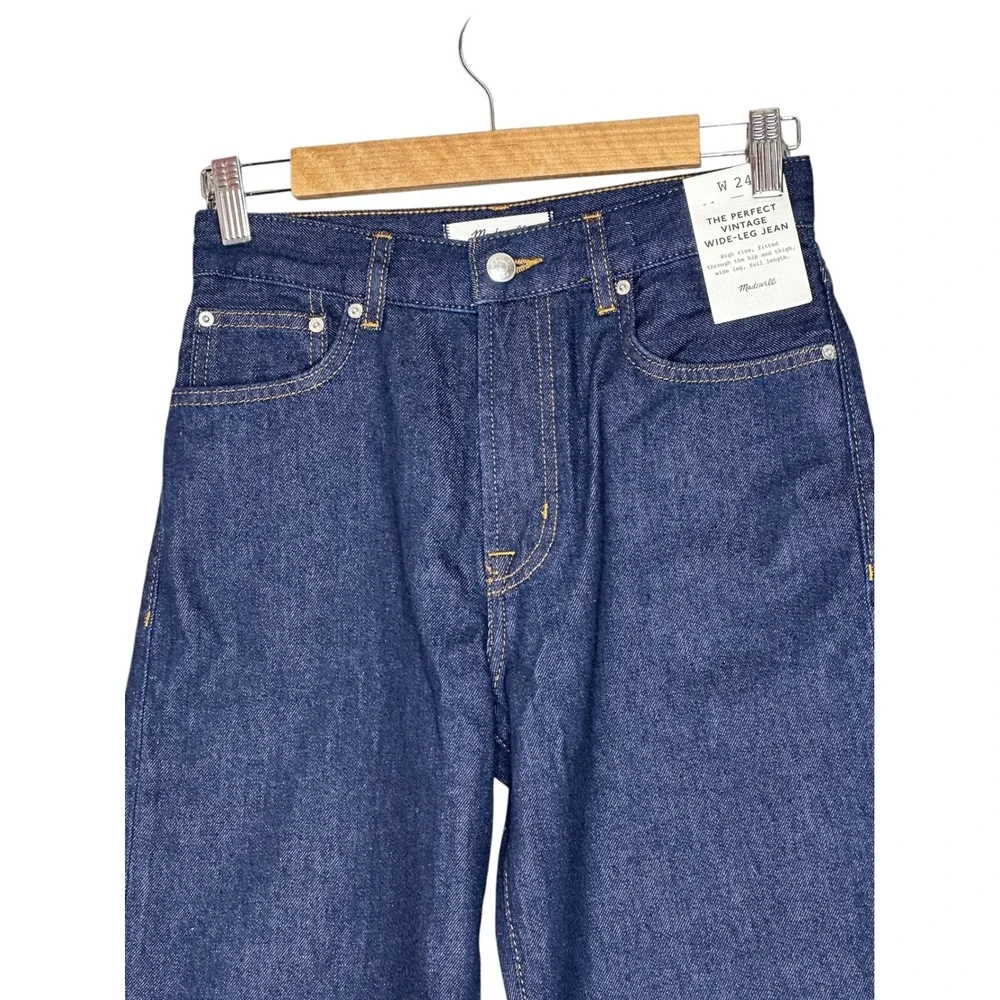 NWT Madewell The Perfect Vintage Wide-Leg Jean 24 Airy Denim Dark Wash Blue